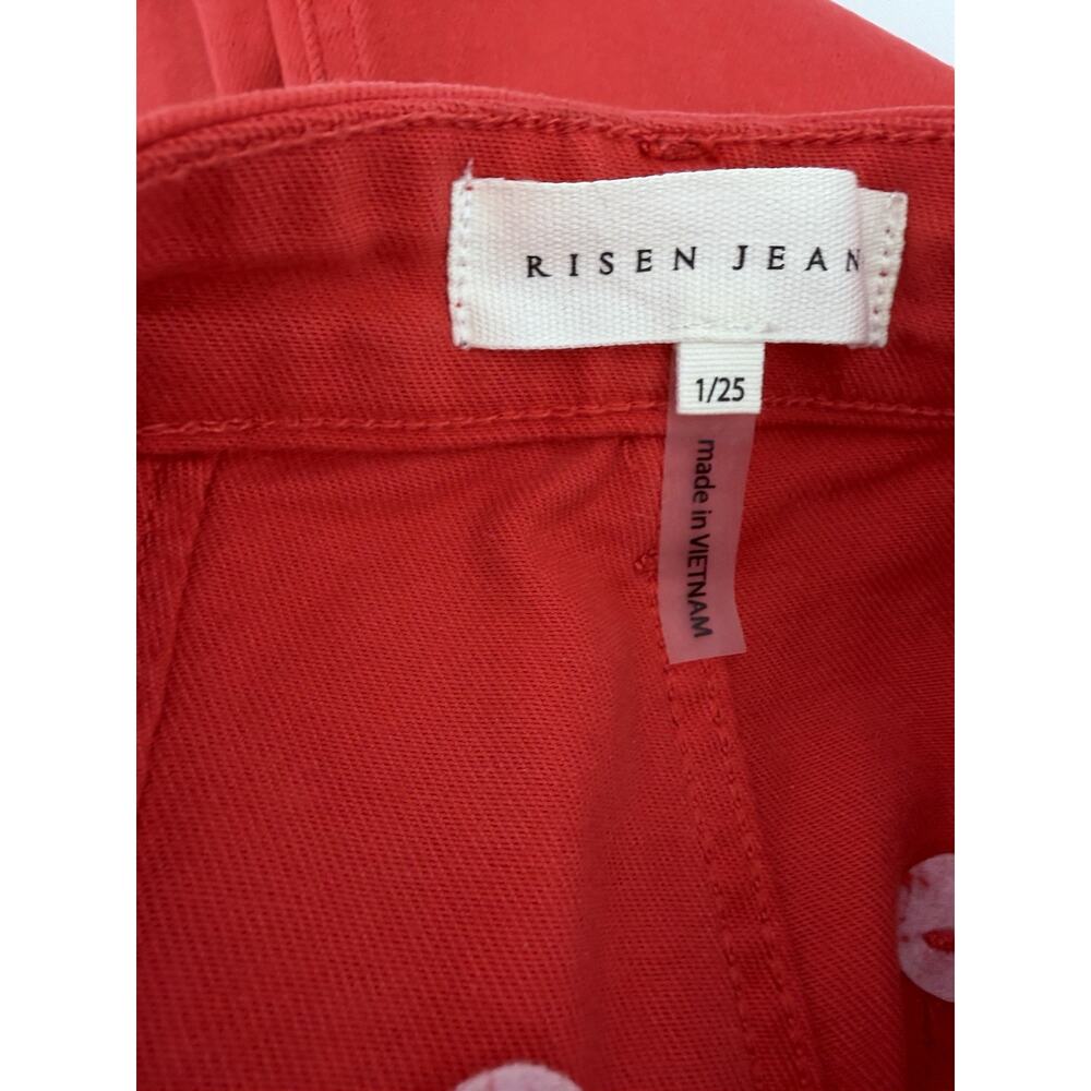 Risen Wide Leg Jeans Womens Poppy Red High Rise Stretch Fireball Pants Size 1/25 - Picture 8 of 8